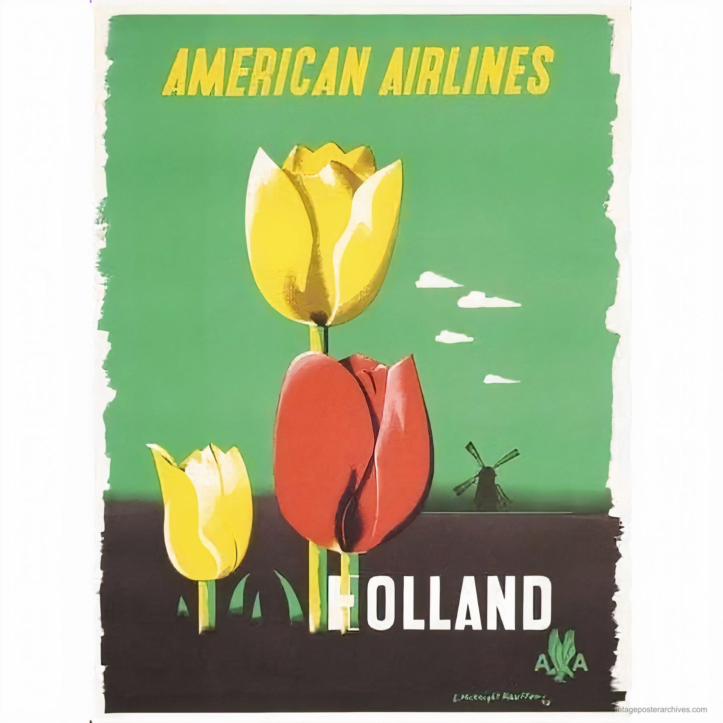 American Airlines Holland 1948 | McKnight Kauffer Travel Poster