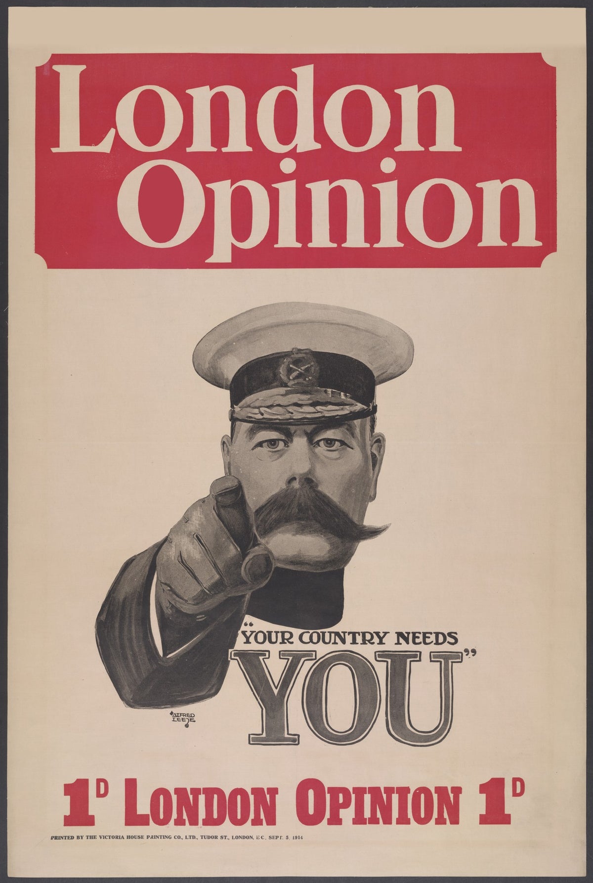 1914 London Opinion advertising poster by Alfred Leete, Lord Kitchener pointing, 'Your Country Needs You' | The Vintage Poster Archives