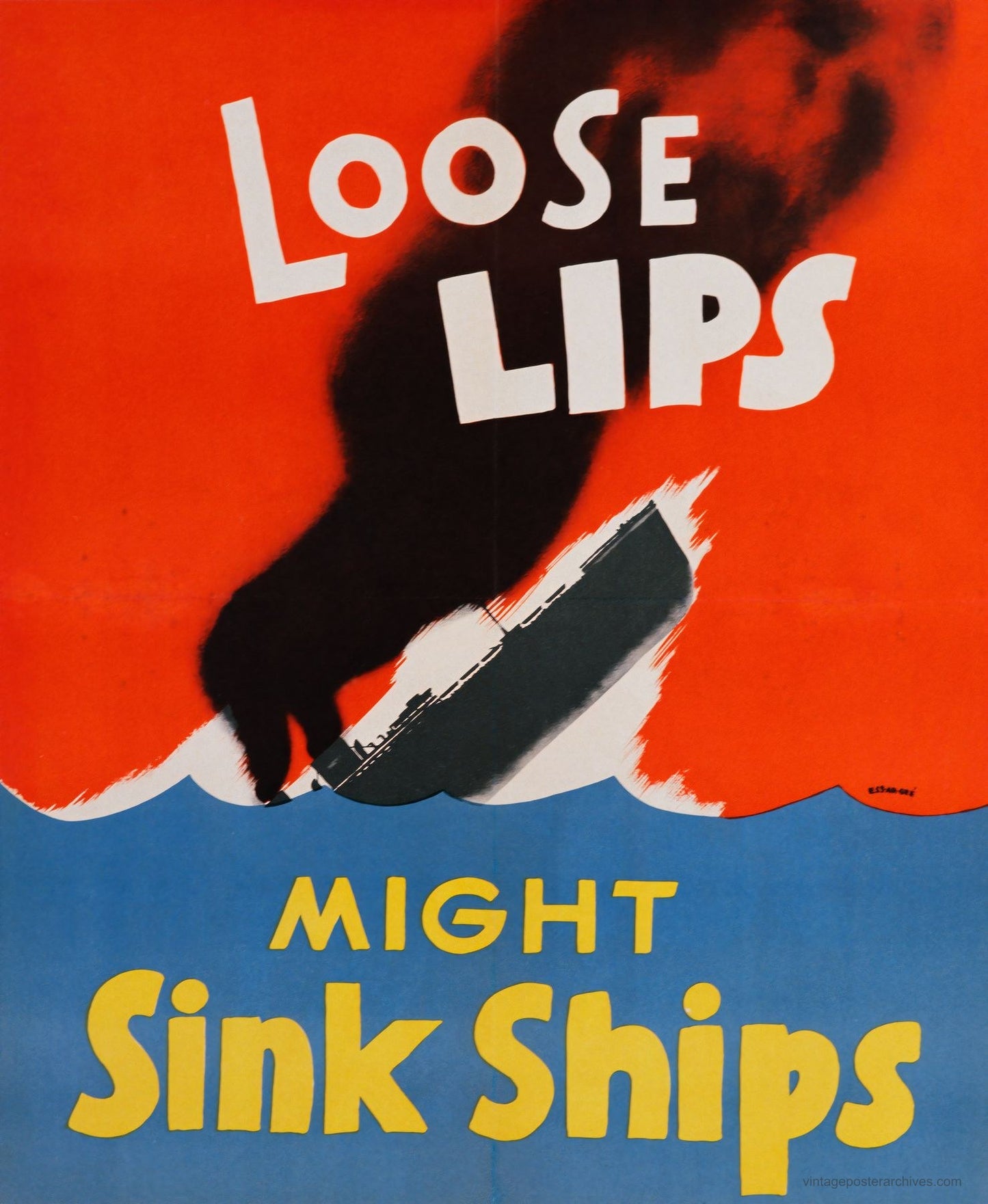 Loose Lips Sink Ships 1942 | Seymour Goff War Poster