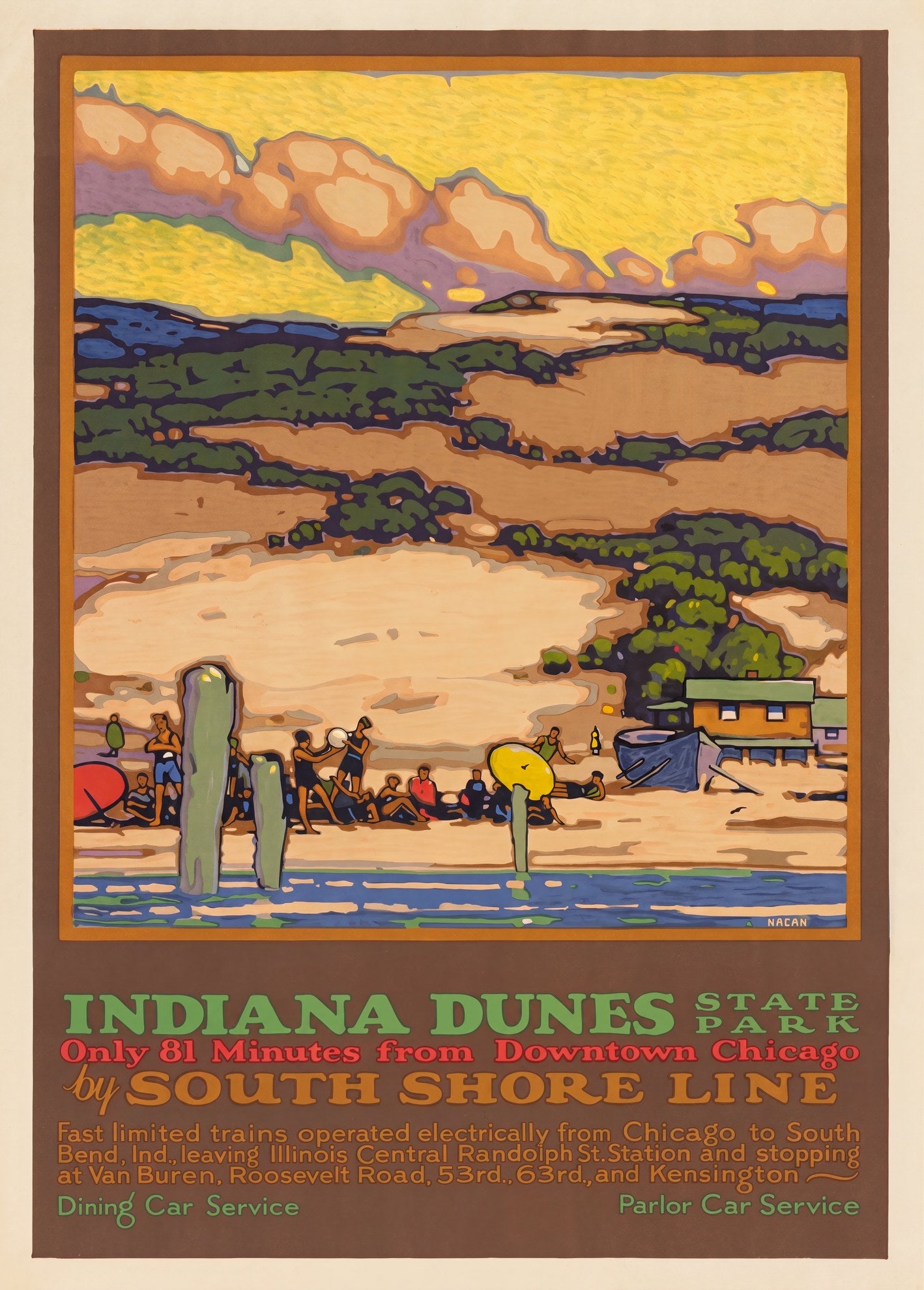 Indiana Dunes 1927 | Leslie Ragan Railway Travel Poster