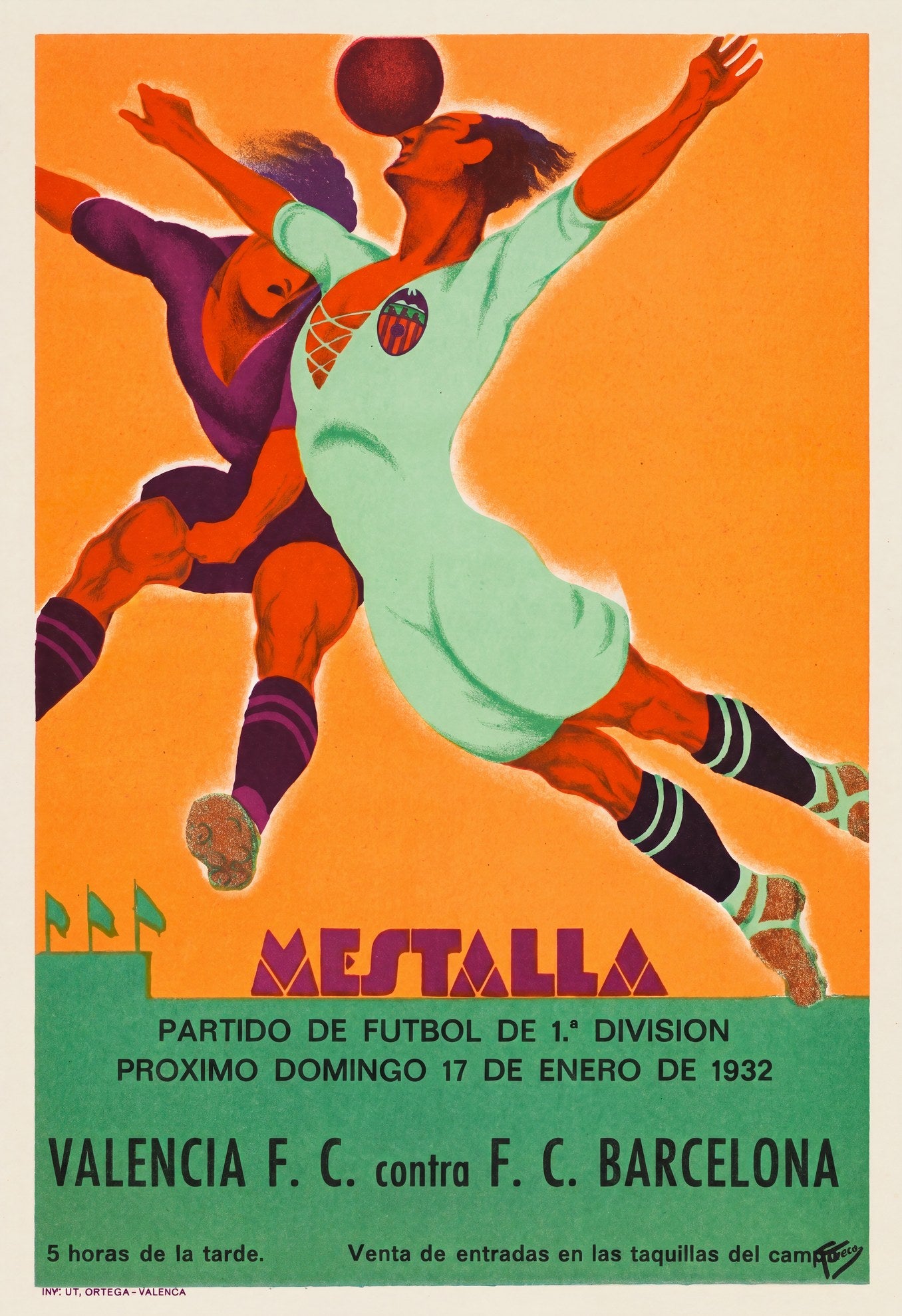 Valencia vs Barcelona 1932 | Mestalla Football Poster