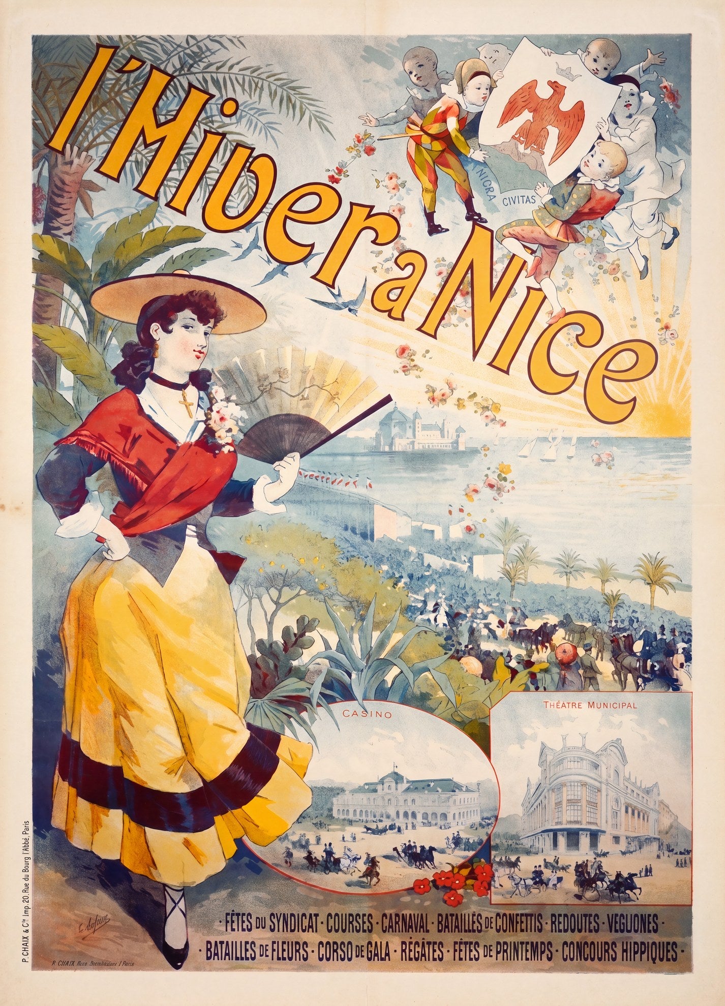 Nice L'Hiver 1890 | Jules Chéret Art Nouveau Travel Poster
