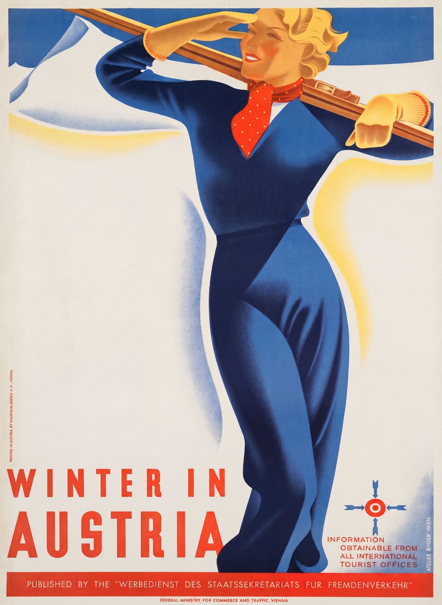 Winter Austria 1935 | Atelier Binder Ski Poster