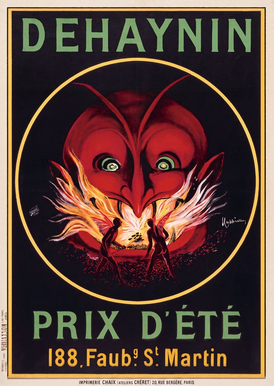 1912 Dehaynin French vintage advertising poster showing red devil figure, Leonetto Cappiello