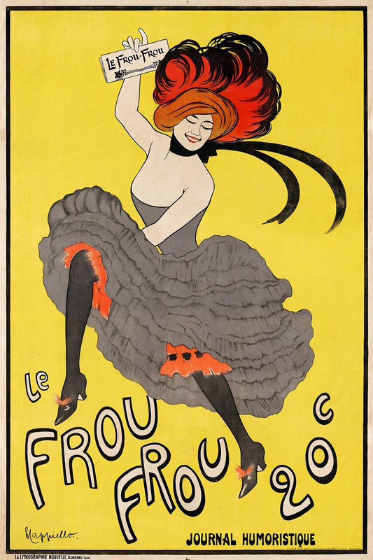 1899 Le Frou-Frou Art Nouveau advertising poster showing dancing woman, Leonetto Cappiello
