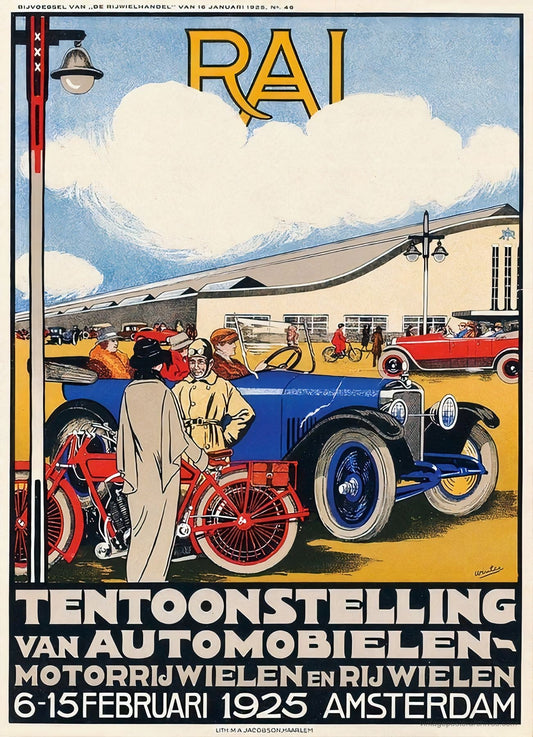 1925 RAI Amsterdam advertising poster promoting the Dutch motor and auto show, Jacob Jansma