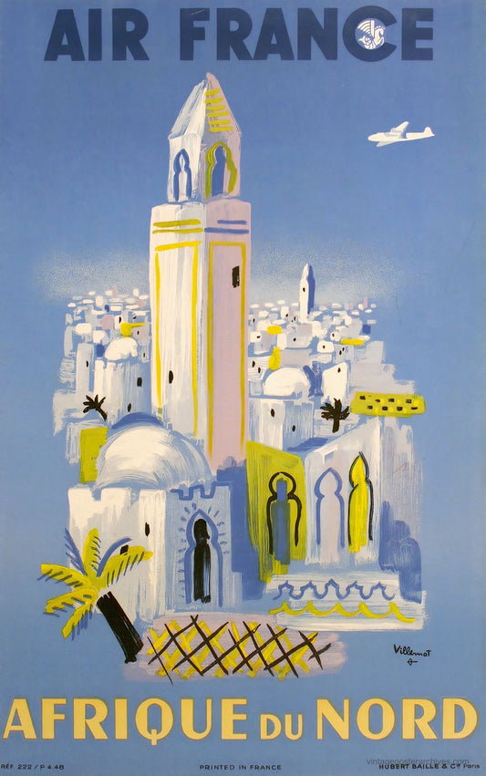 Air France North Africa 1948 | Villemot Vintage Airline Poster