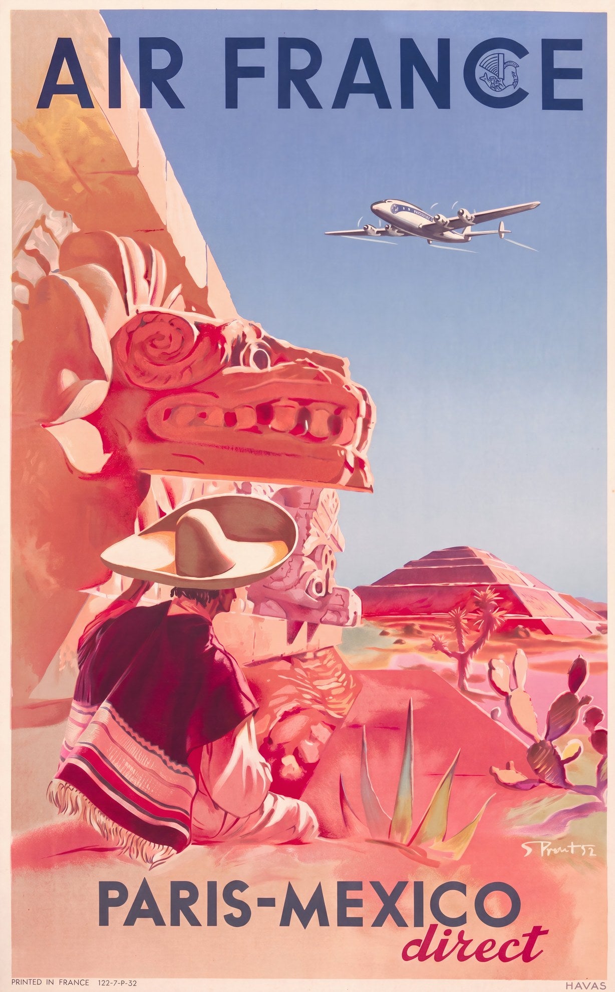 Air France Paris Mexico 1952 | Serge Prout Travel Poster