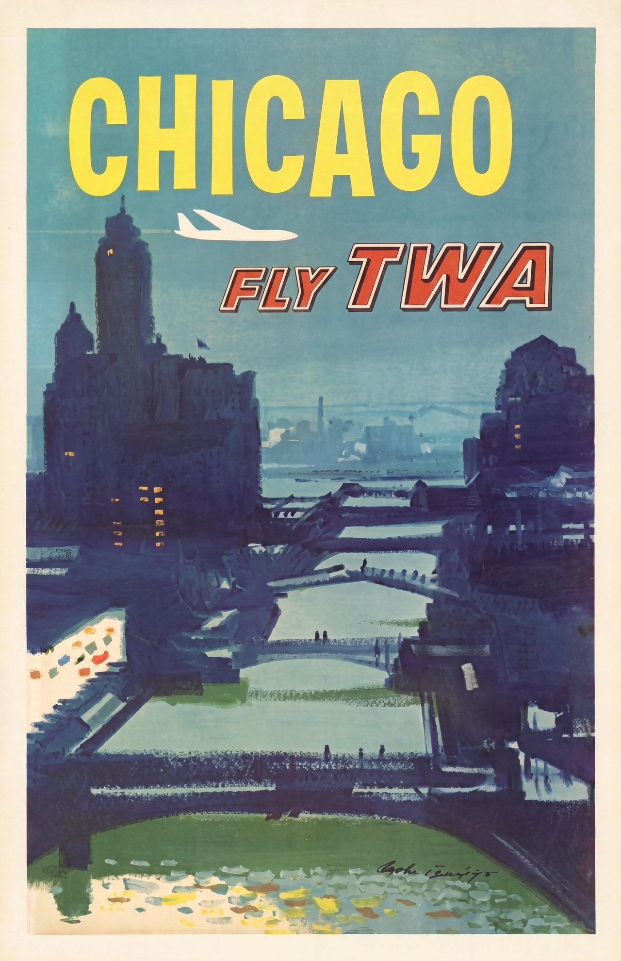 Chicago TWA 1955 | David Klein Aviation Poster