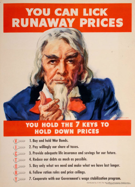 Uncle Sam Lick Runaway Prices 1943 | Flagg WW2 Poster