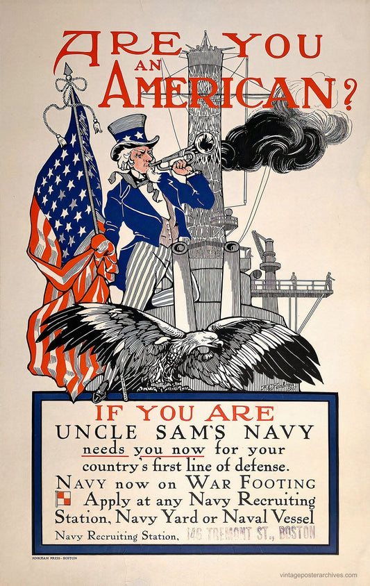 Uncle Sam Navy Recruitment 1917 | Frederick Sanborn WW1 Poster