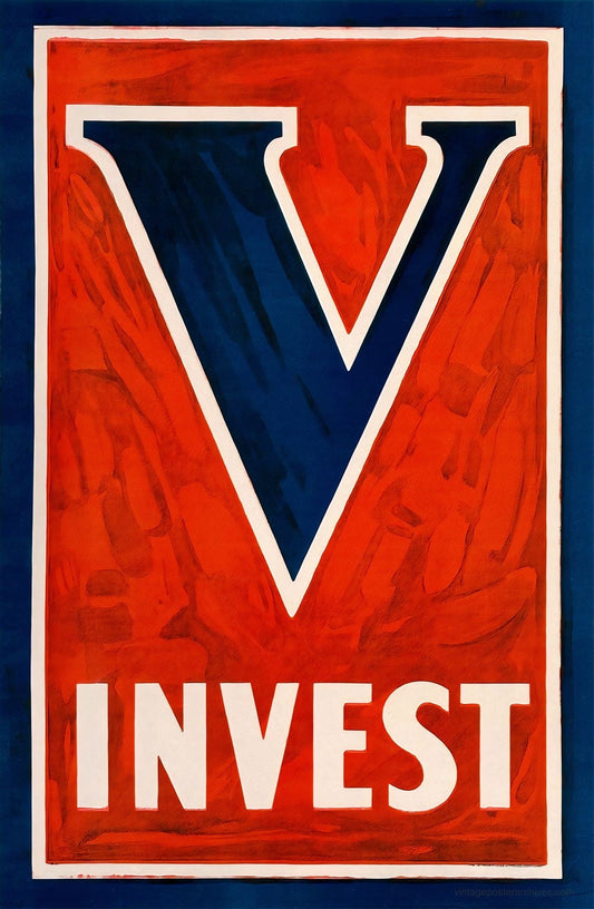 1917 WWI Liberty Bonds propaganda poster showing Victory V design urging war bond investment