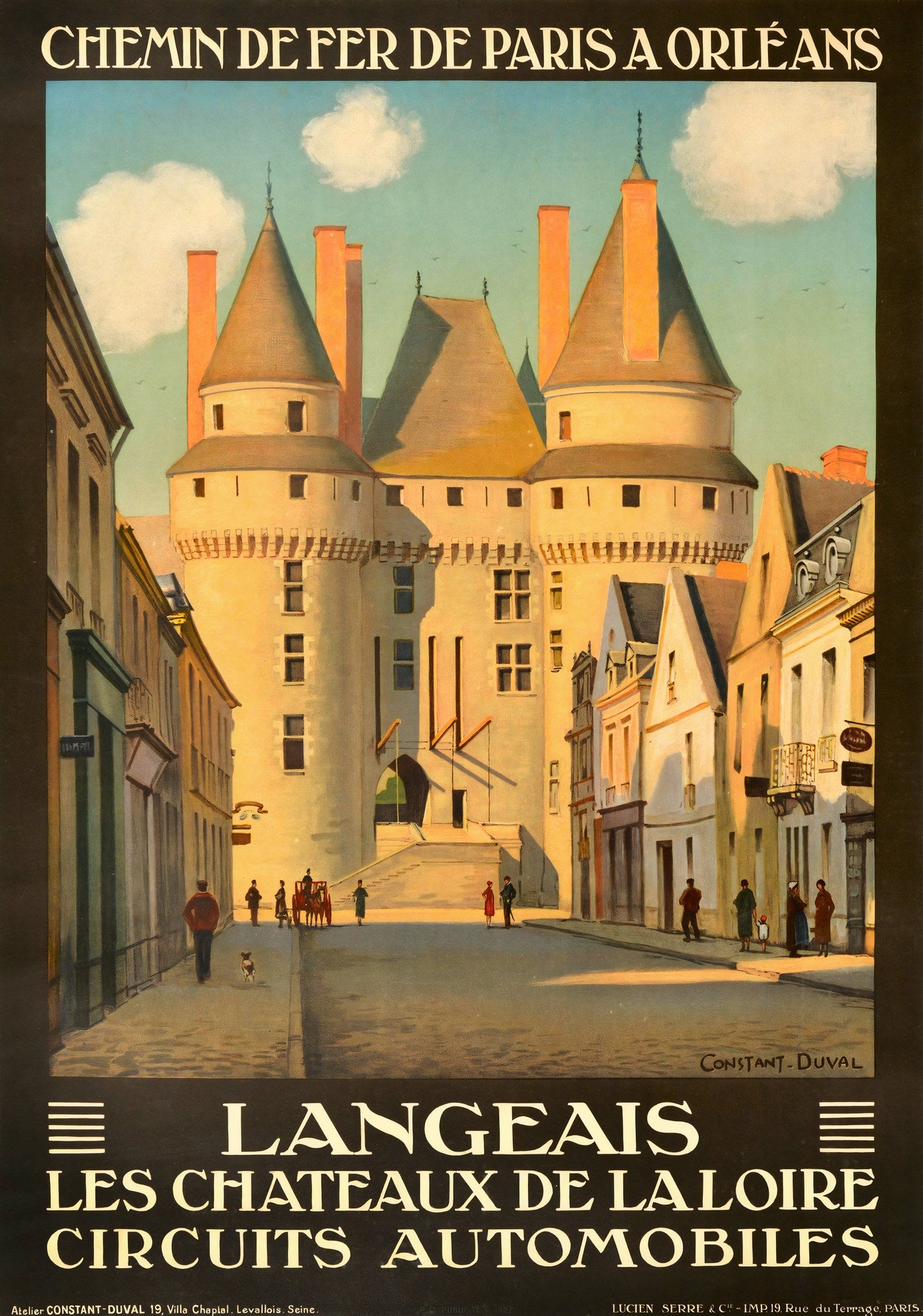 1920s French railway poster, Chemin de Fer Paris-Orleans, Chateau de Langeais Loire Valley, Constant Duval | The Vintage Poster Archives