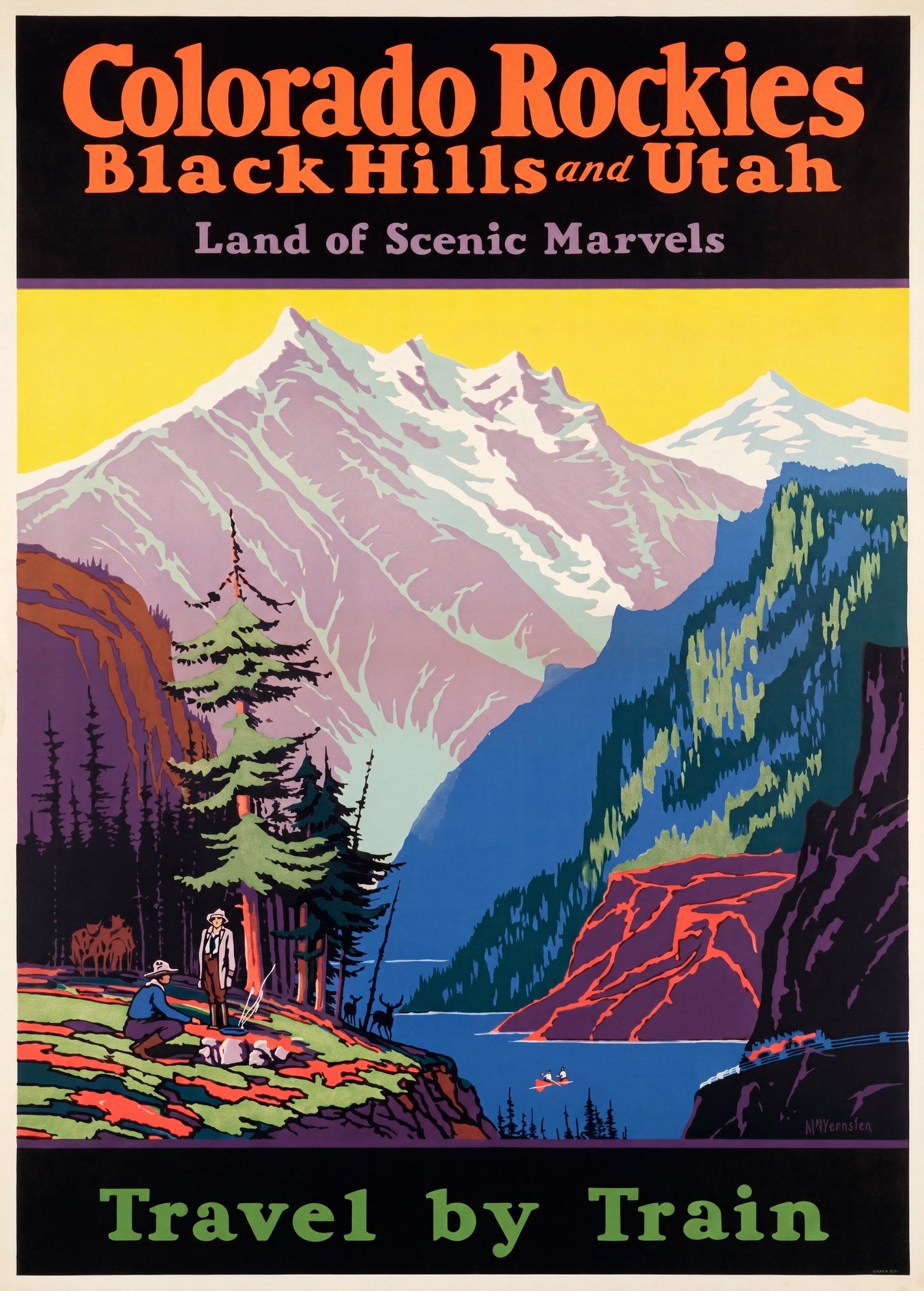 Colorado Rockies 1930s | H.M. Veenstra Travel Poster