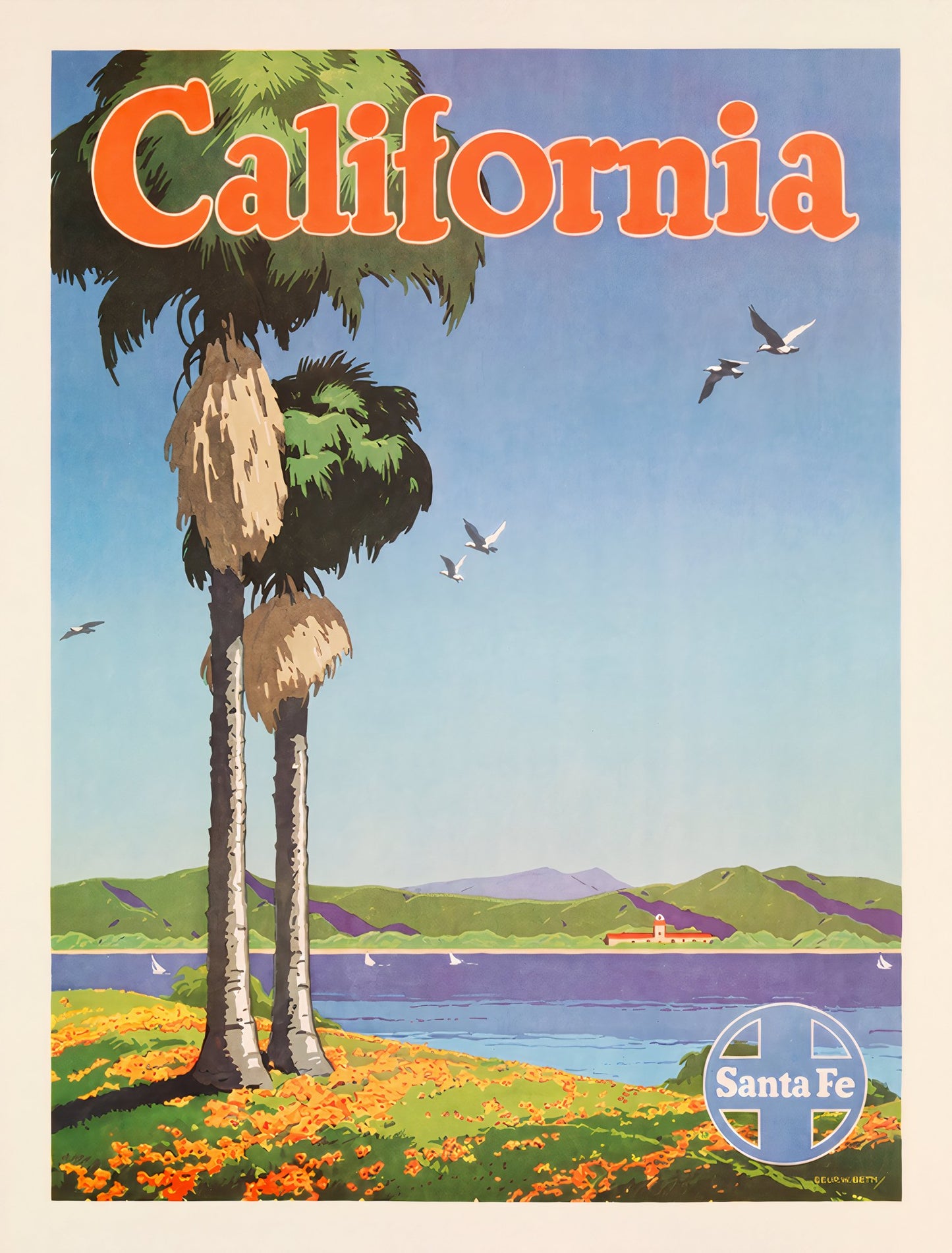 Santa Fe California 1946 | Oscar Bryn Railway Poster