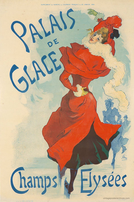 1894 Palais de Glace ice skating poster for the Champs-Élysées rink in Paris, Jules Chéret