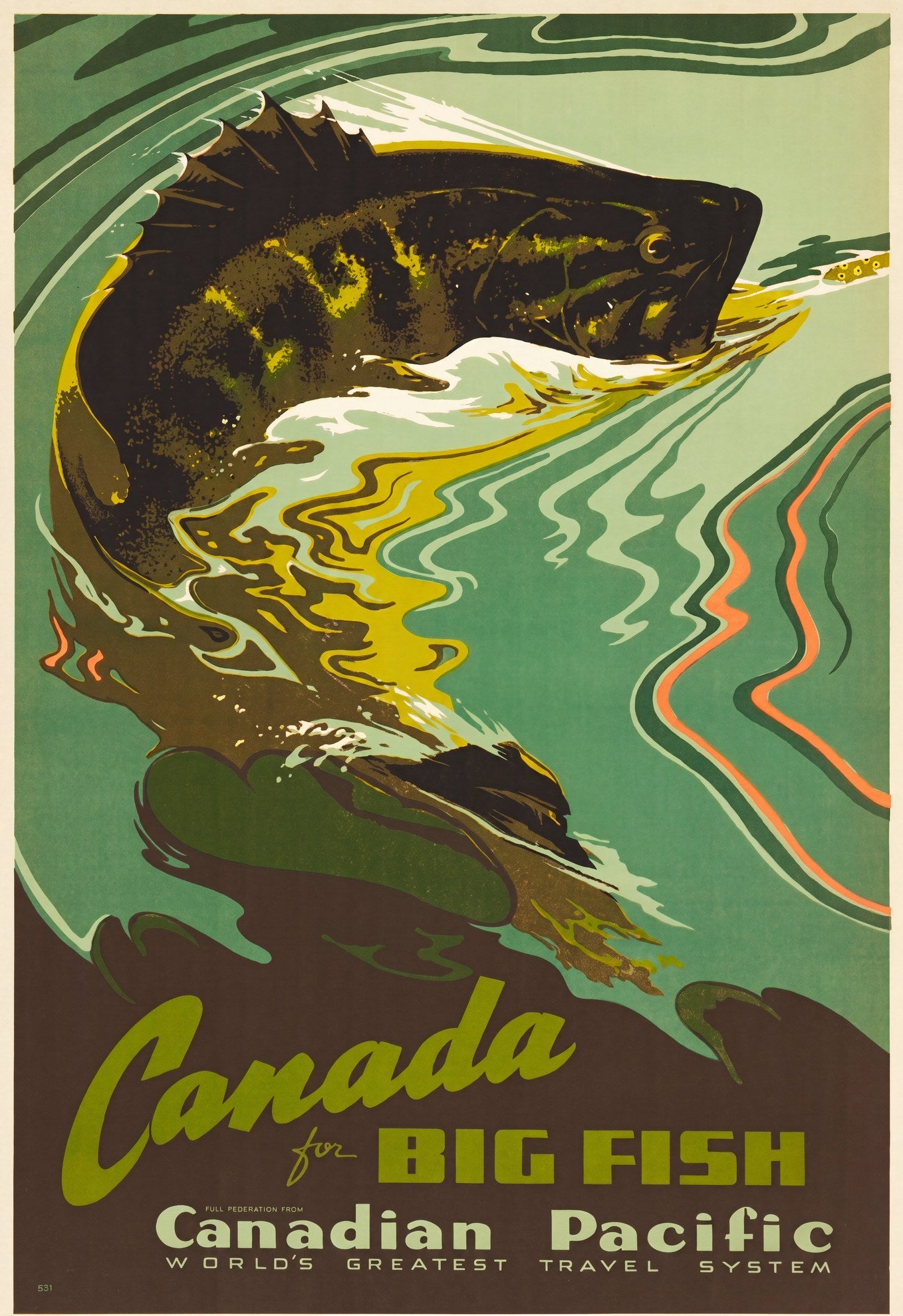 Canada Big Fish 1940s | Canadian Pacific Travel Poster