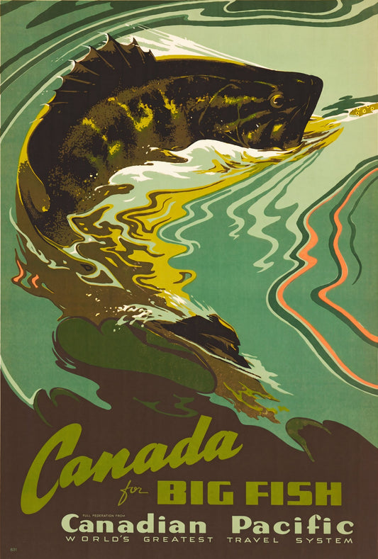 Canada Big Fish 1940s | Canadian Pacific Travel Poster