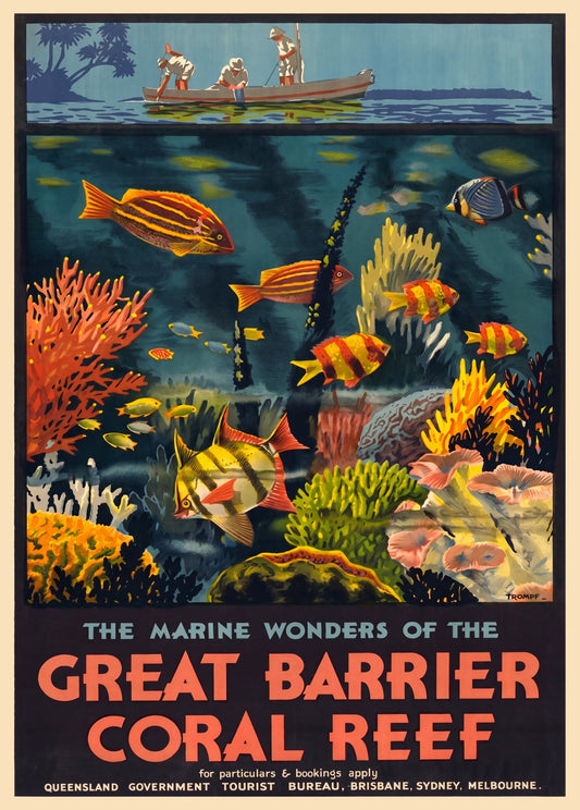 Great Barrier Reef 1933 | Percy Trompf Queensland Travel Poster
