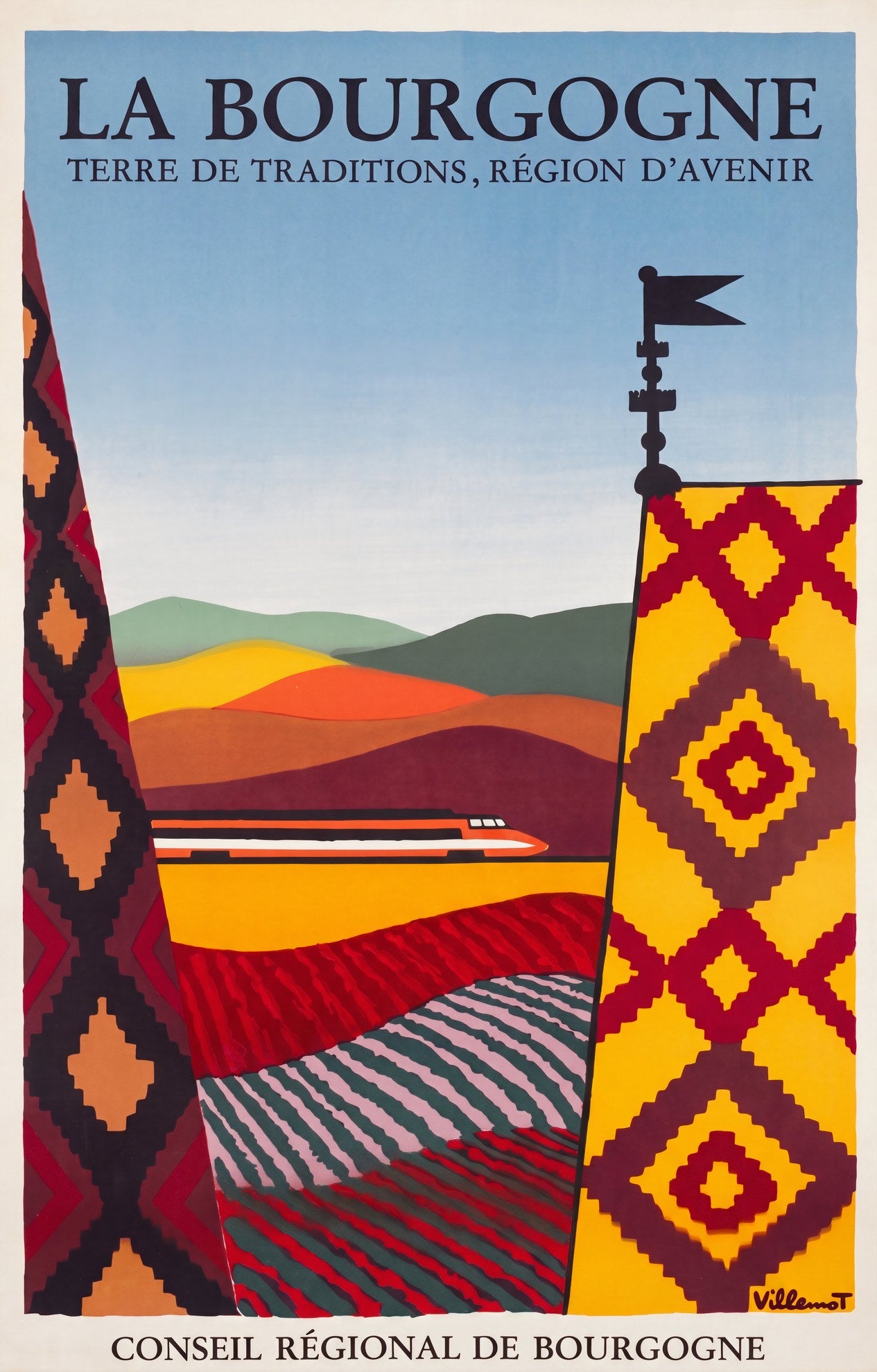 Burgundy TGV 1984 | Villemot French Travel Poster