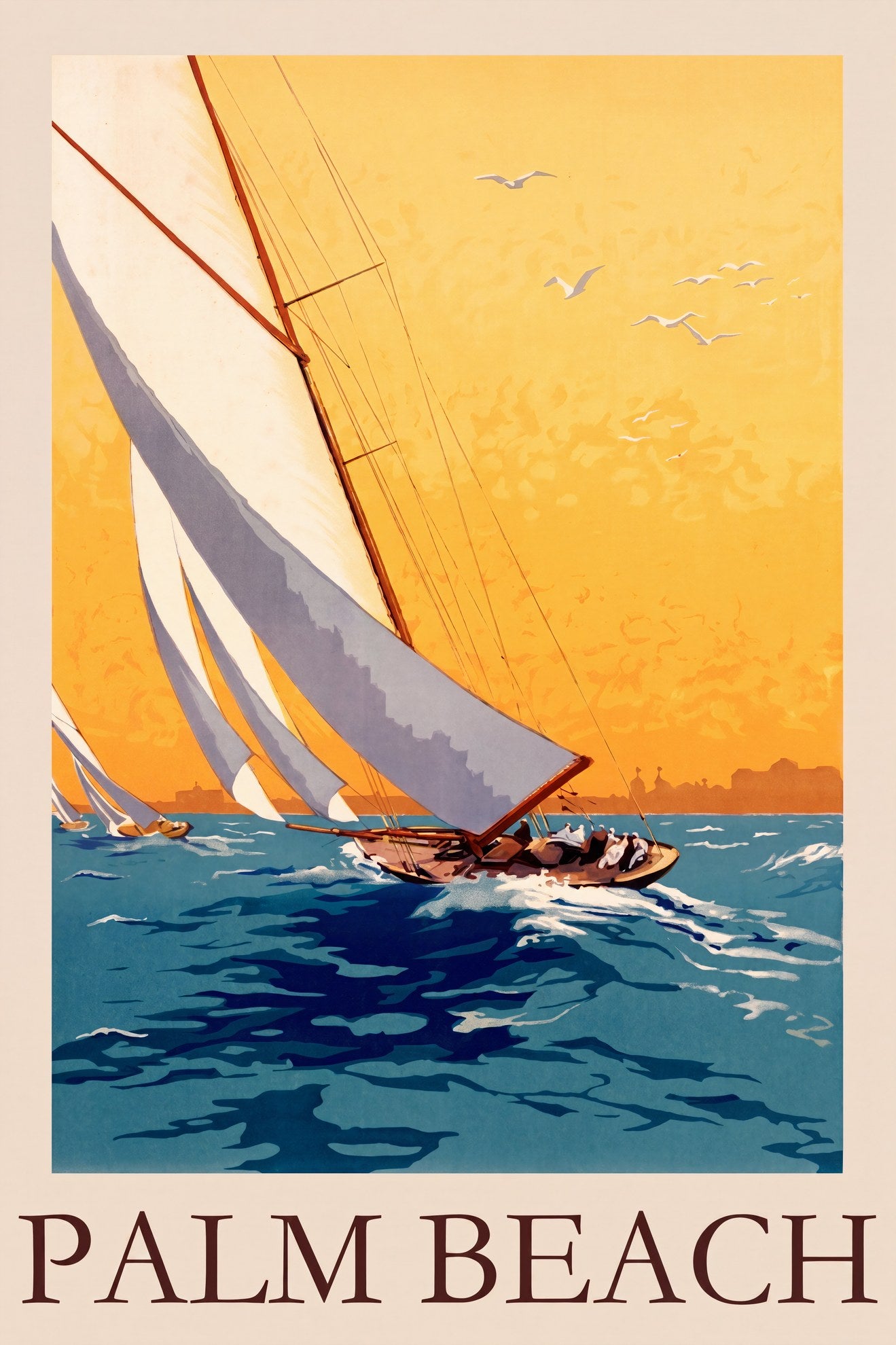 Palm Beach 1930s Travel Poster | Sailing Yacht Art Deco
