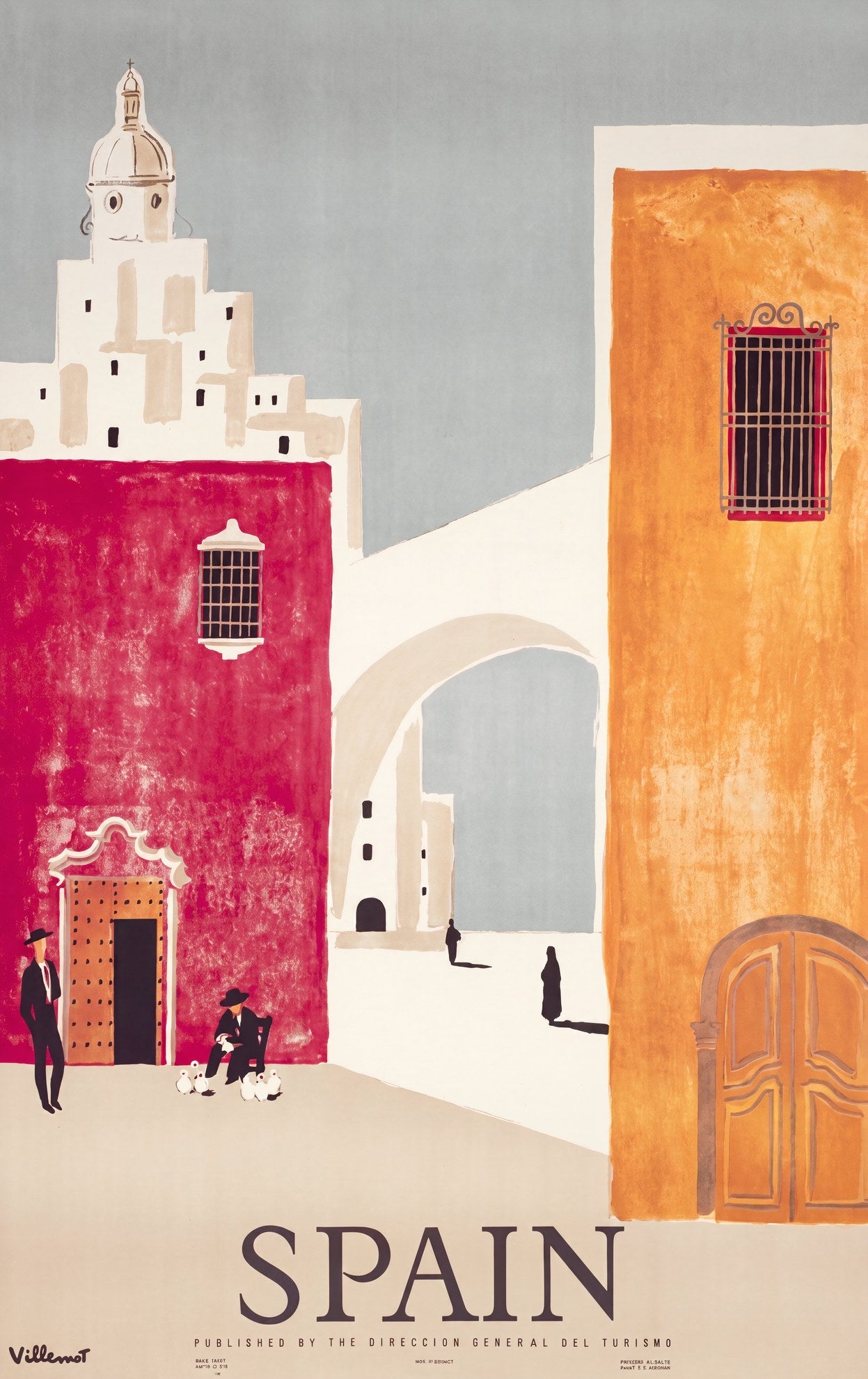 Spain Travel 1958 | Villemot Moorish Architecture | Archival Print